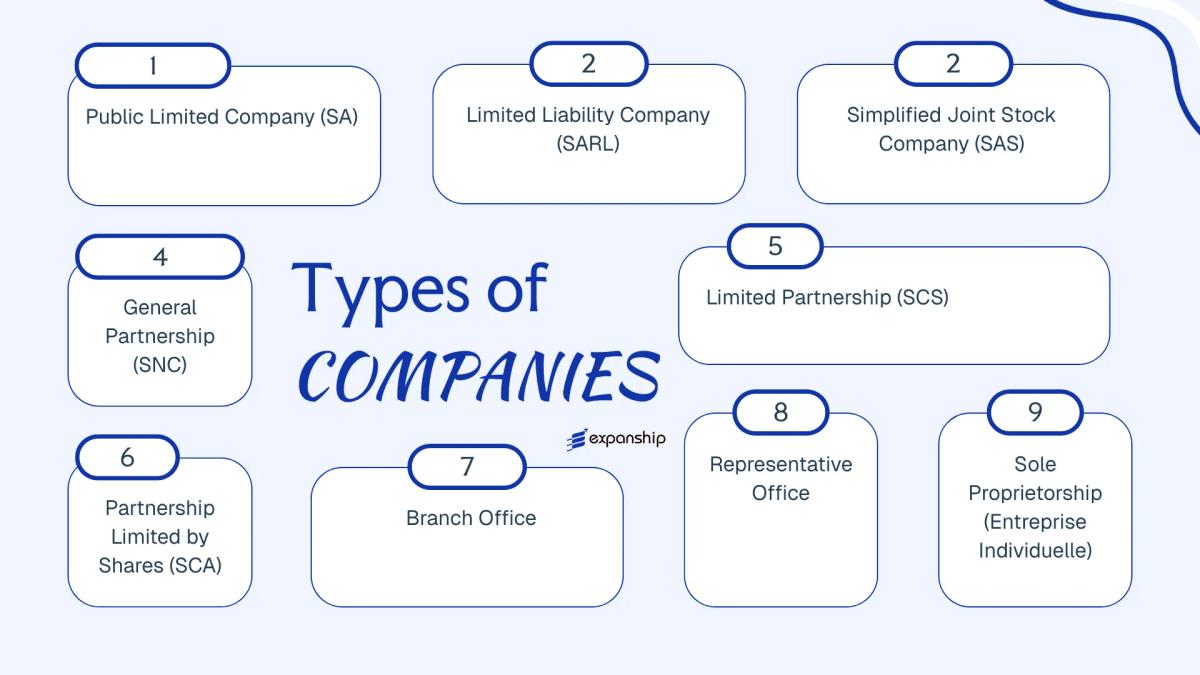 All types of business structures and entities available in Saint Martin
