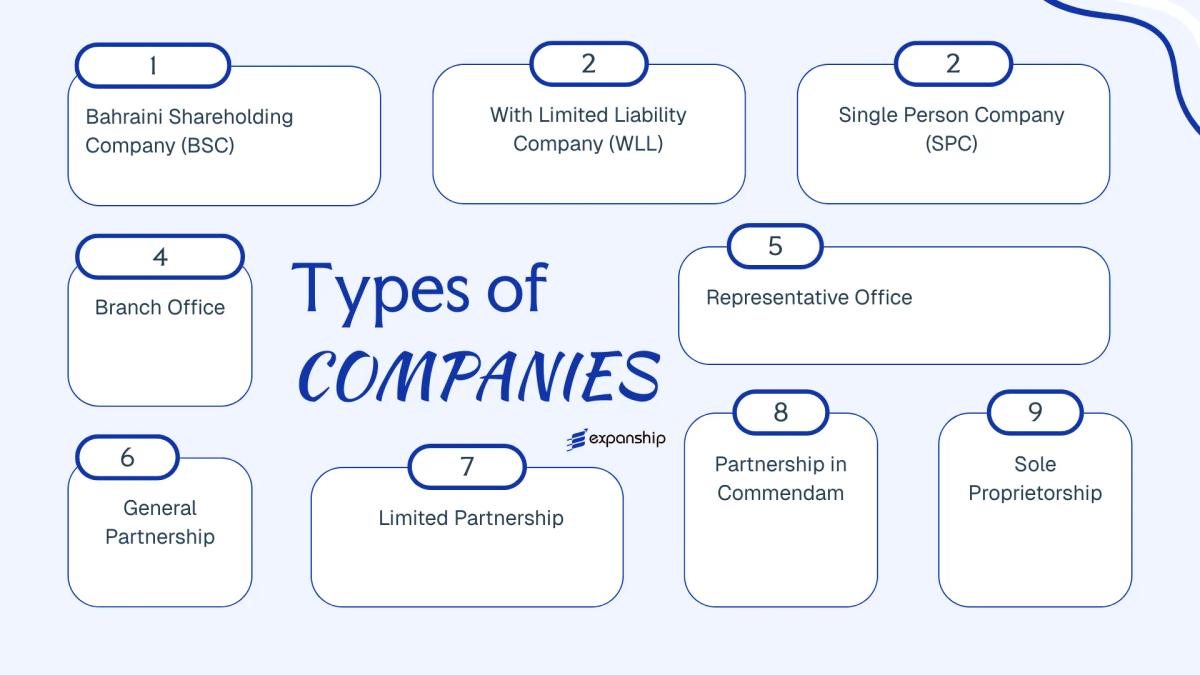 All types of business structures and entities available in Bahrain