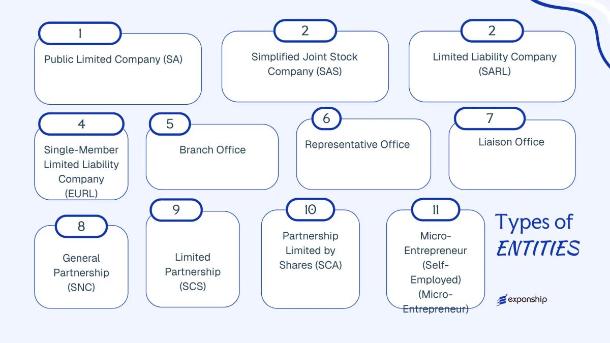 All types of business structures and entities available in Martinique