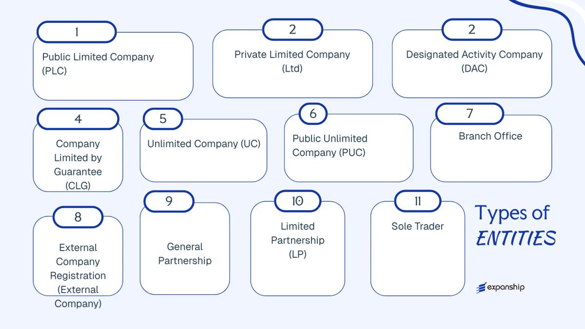 All types of business structures and entities available in Ireland