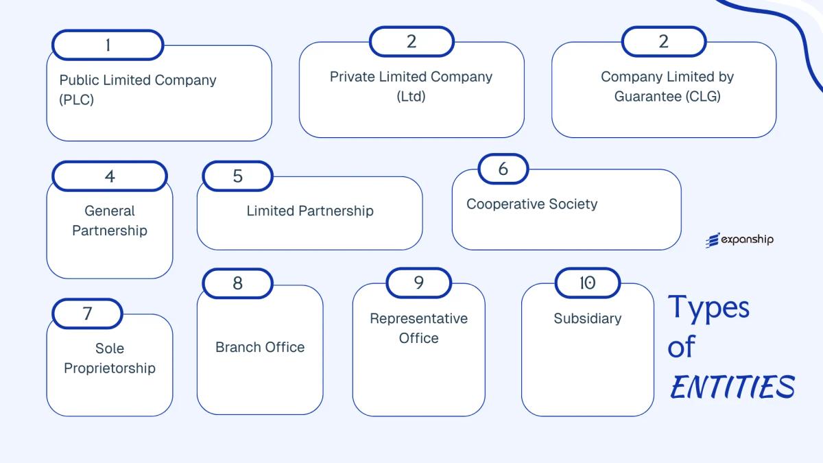 All types of business structures and entities available in Tanzania