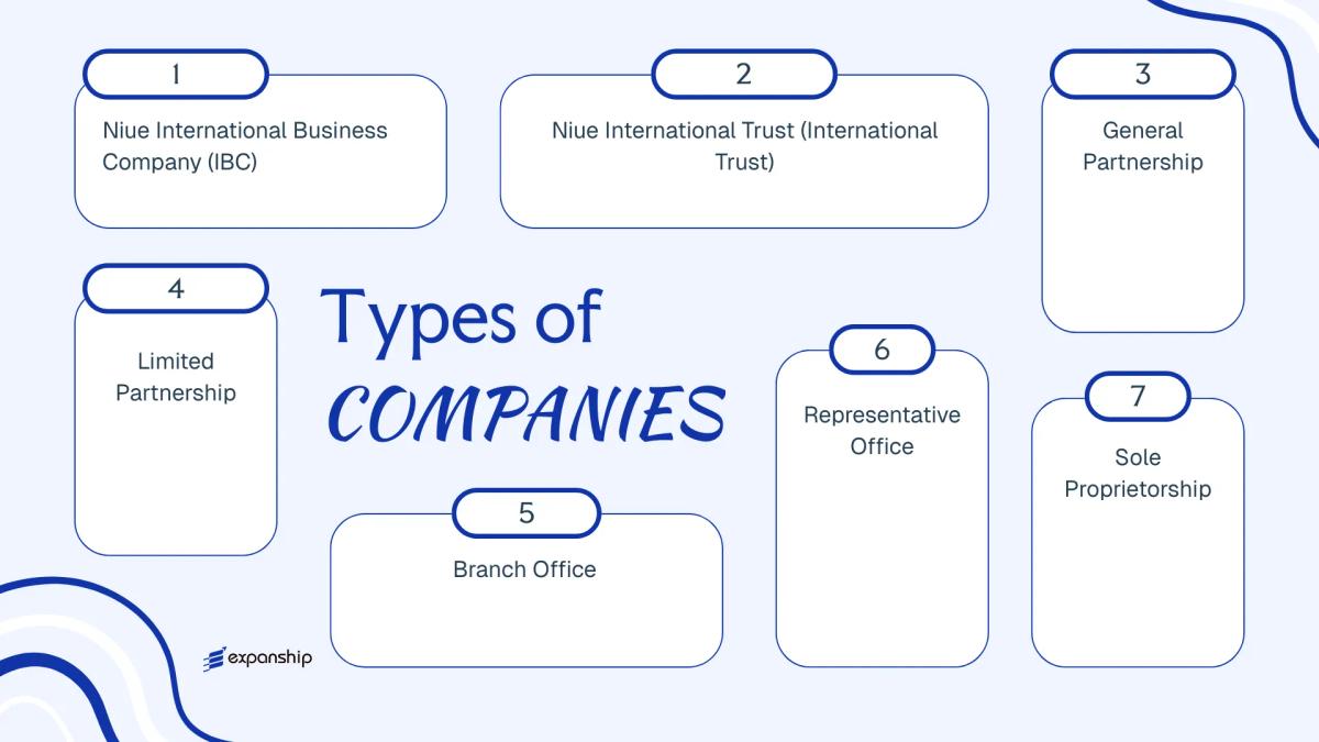 All types of business structures and entities available in Niue