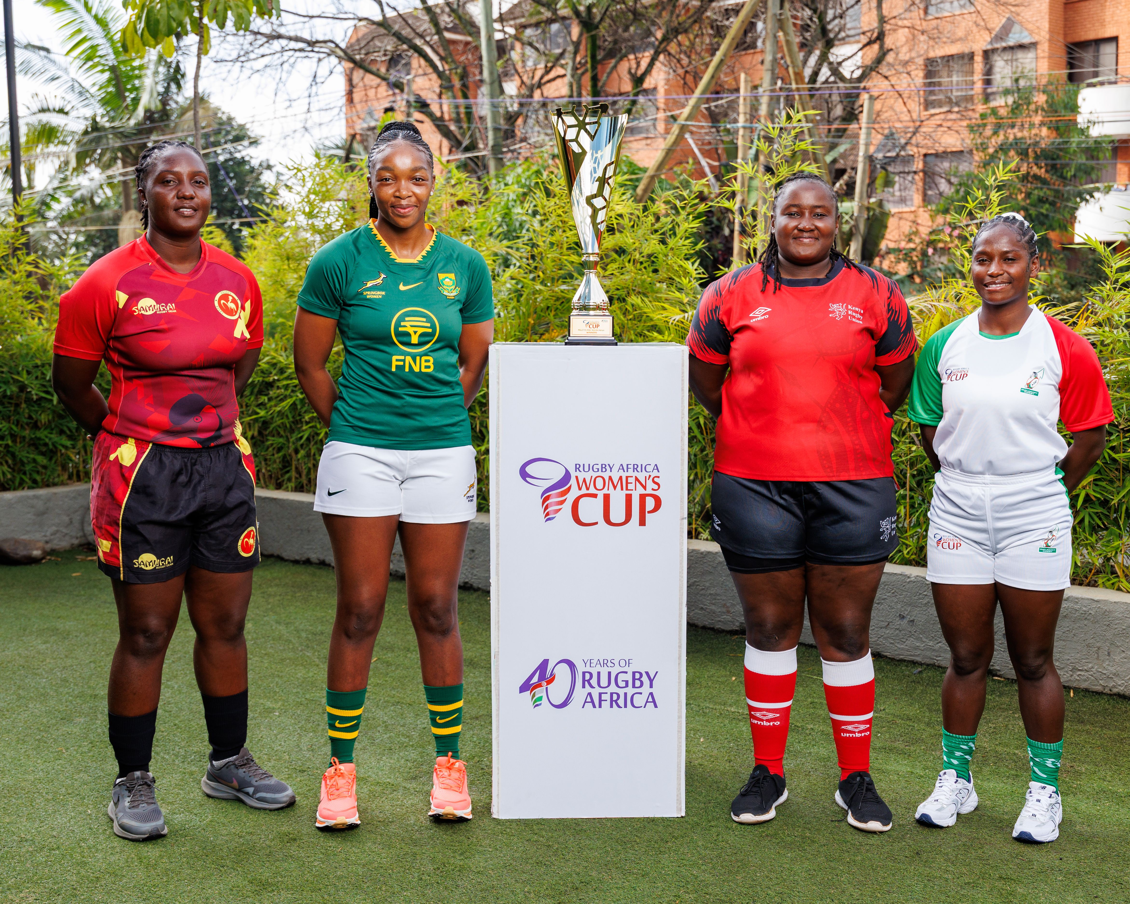 Rugby Africa Women`s Cup Captains From L to R AngelLa Nanyonjo(UG),Anathi Qolo(SA),Natasha Emali(KE),Jinah Tiana Razafimahefa(MAD)