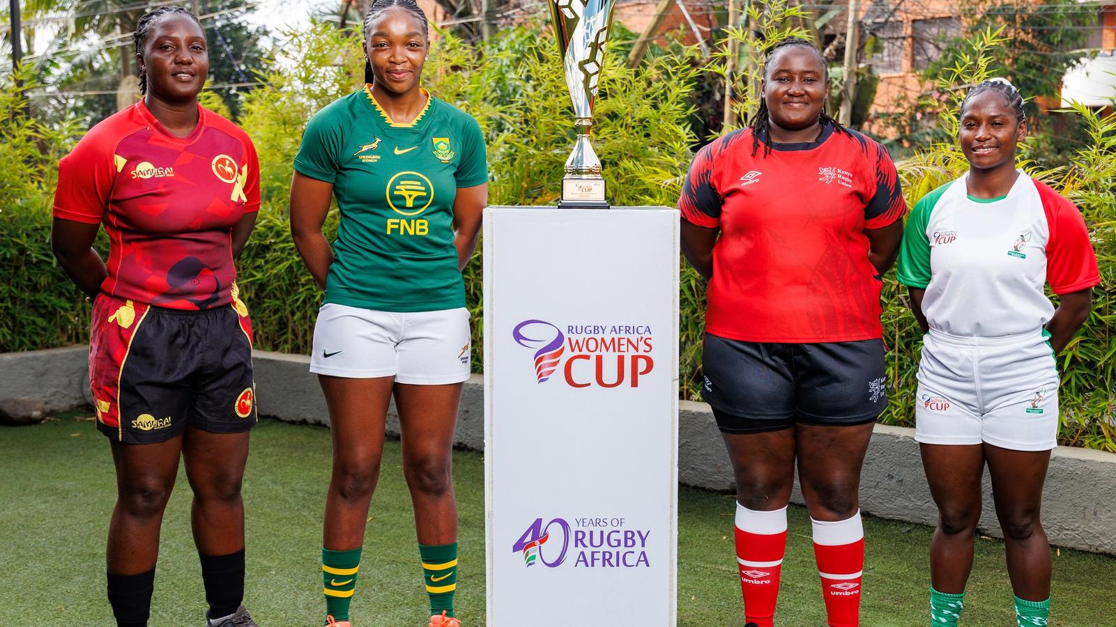 Rugby Africa Women`s Cup Captains From L to R AngelLa Nanyonjo(UG),Anathi Qolo(SA),Natasha Emali(KE),Jinah Tiana Razafimahefa(MAD)
