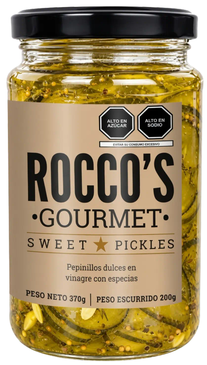 Frasco de Sweet Pickles de Rocco's Gourmet