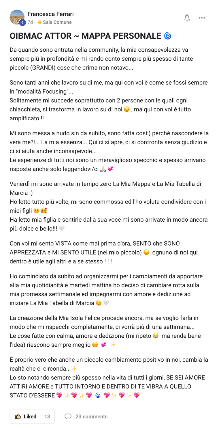 Il post originale di Francesca nella community