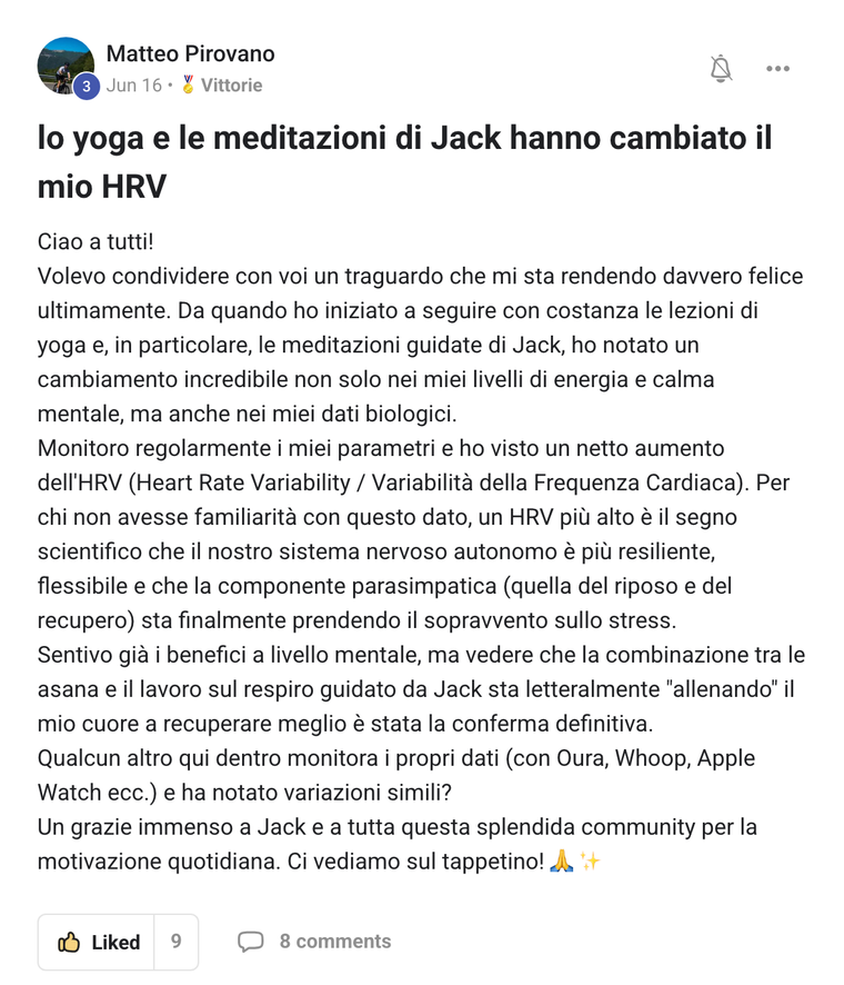 Il post originale di Matteo nella community