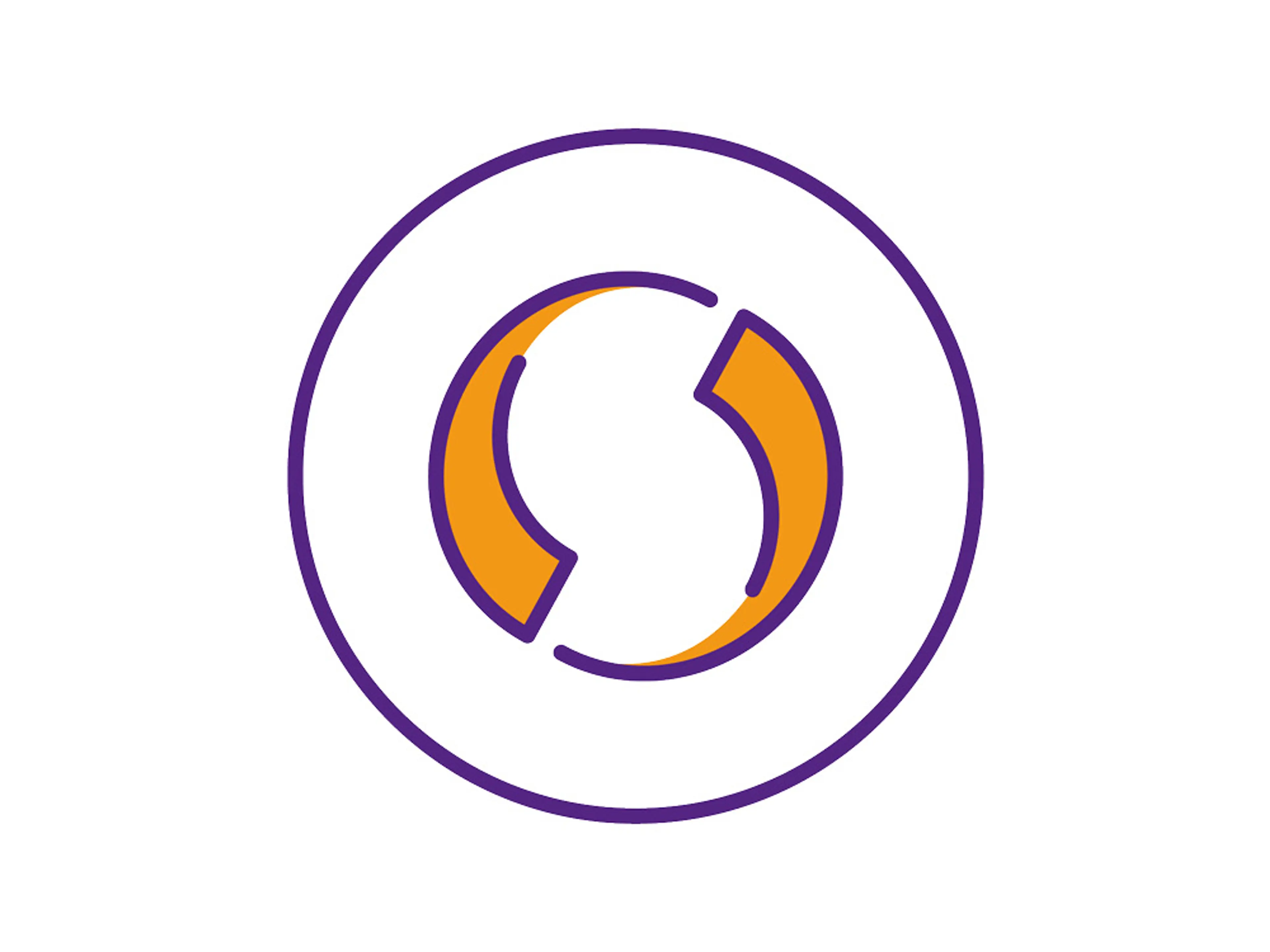 Illustration av en cirkulär symbol som visar rörelse eller överföring, inuti en cirkel.