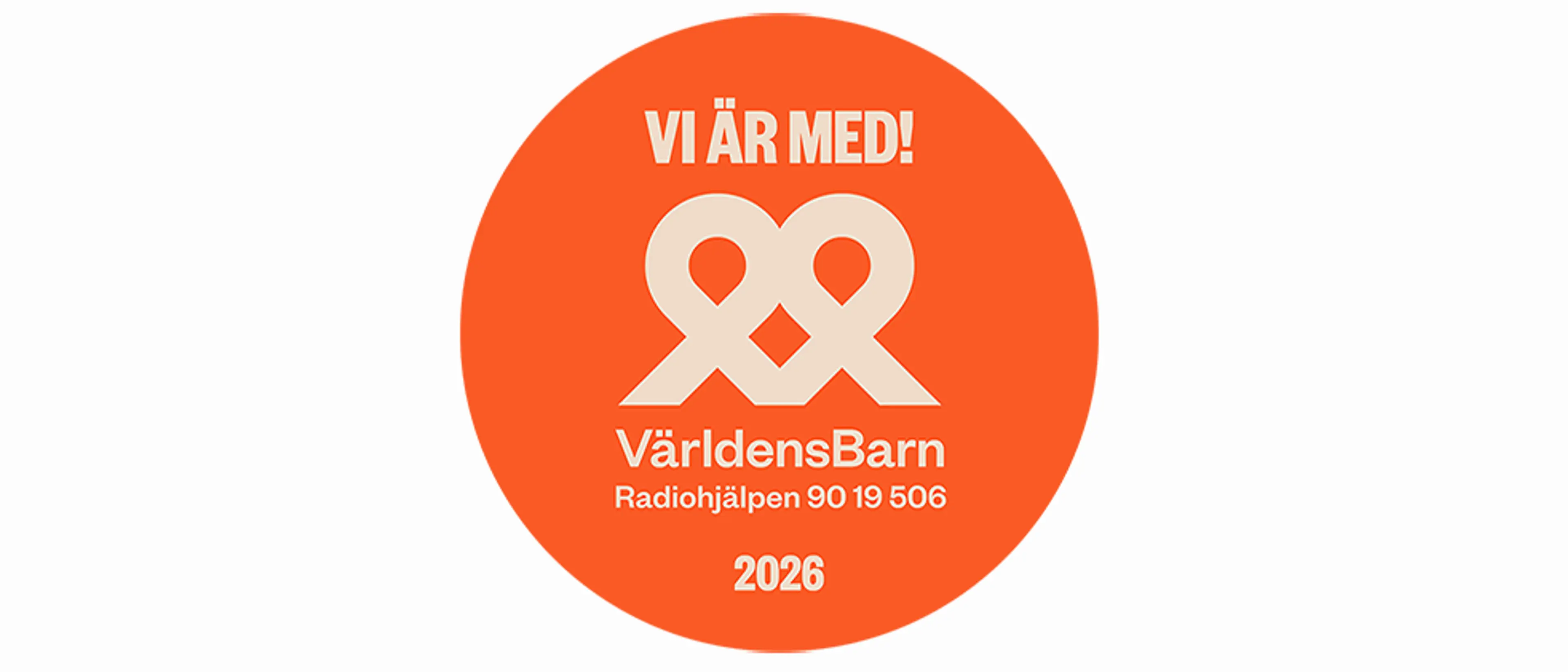 Logotyp Vi är med. Världens Barn 2026