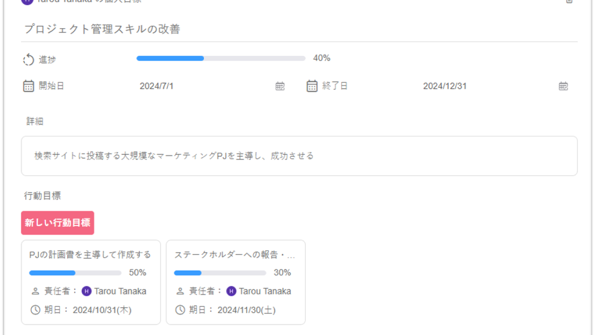 目標管理機能をリリースしました