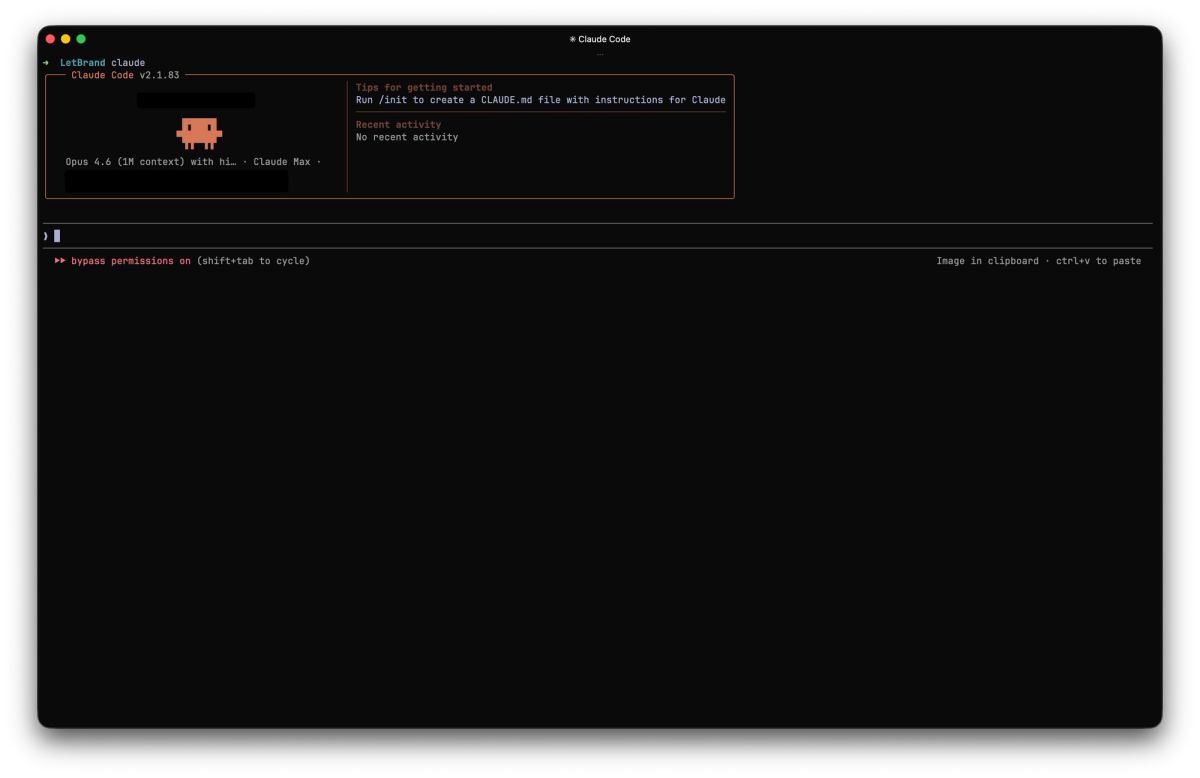 The image shows the Ghostty terminal using the “claude” command to launch Claude Code in your local project, ready to code for you