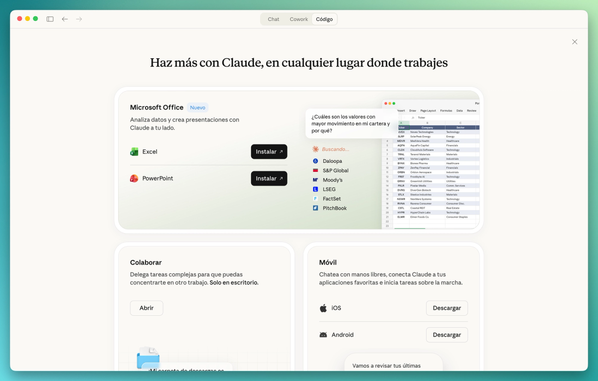 The image shows the Claude app for macOS open, where it offers you the chance to download various extensions to help you work more efficiently, particularly with Microsoft apps such as Word and Excel – a standard suite in any business