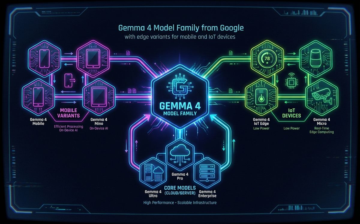 Gemma 4 model family from Google with edge variants for mobile and IoT devices