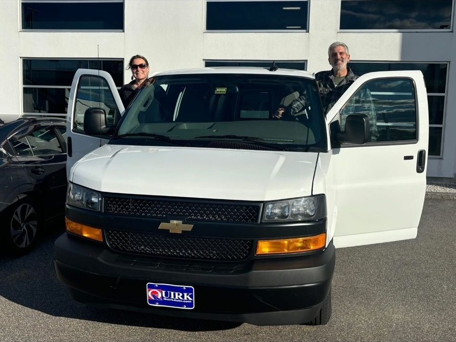 Nicole and Shawn with their 2025 Chevy 2500 Express van