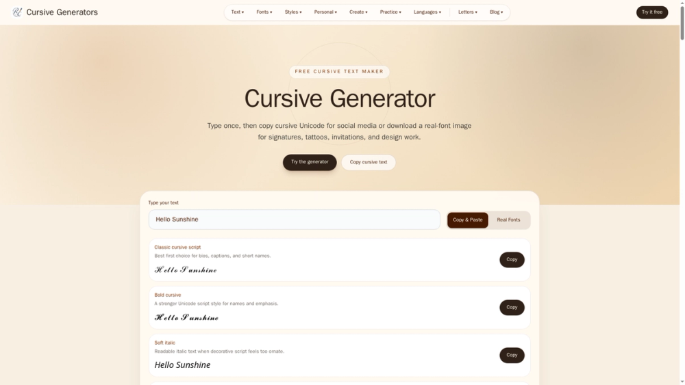 Cursive Generator Cursive Generator