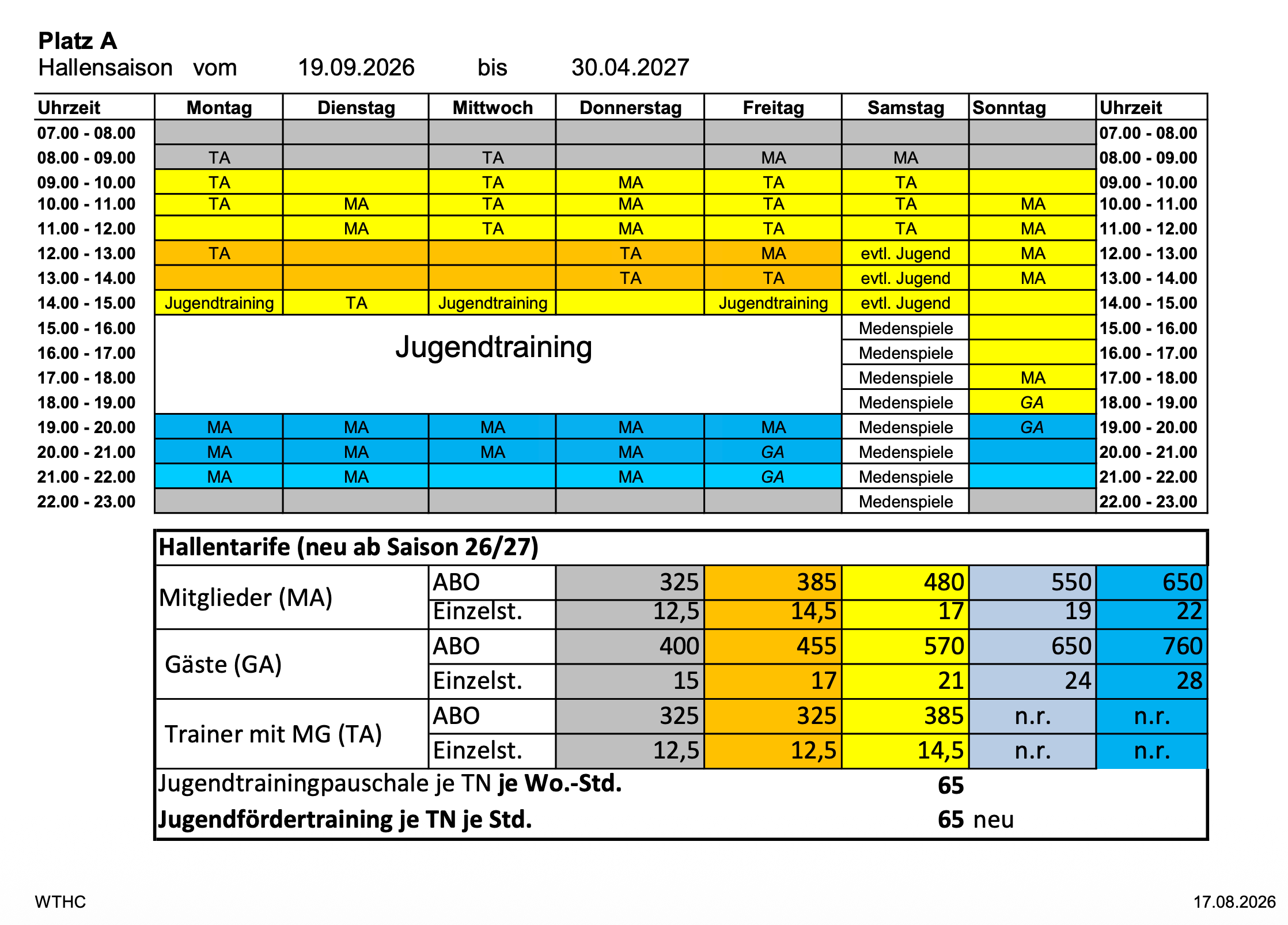 Aktuelle Hallenbelegung