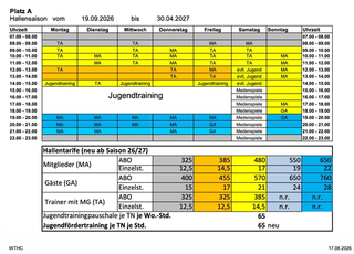 Aktuelle Hallenbelegung