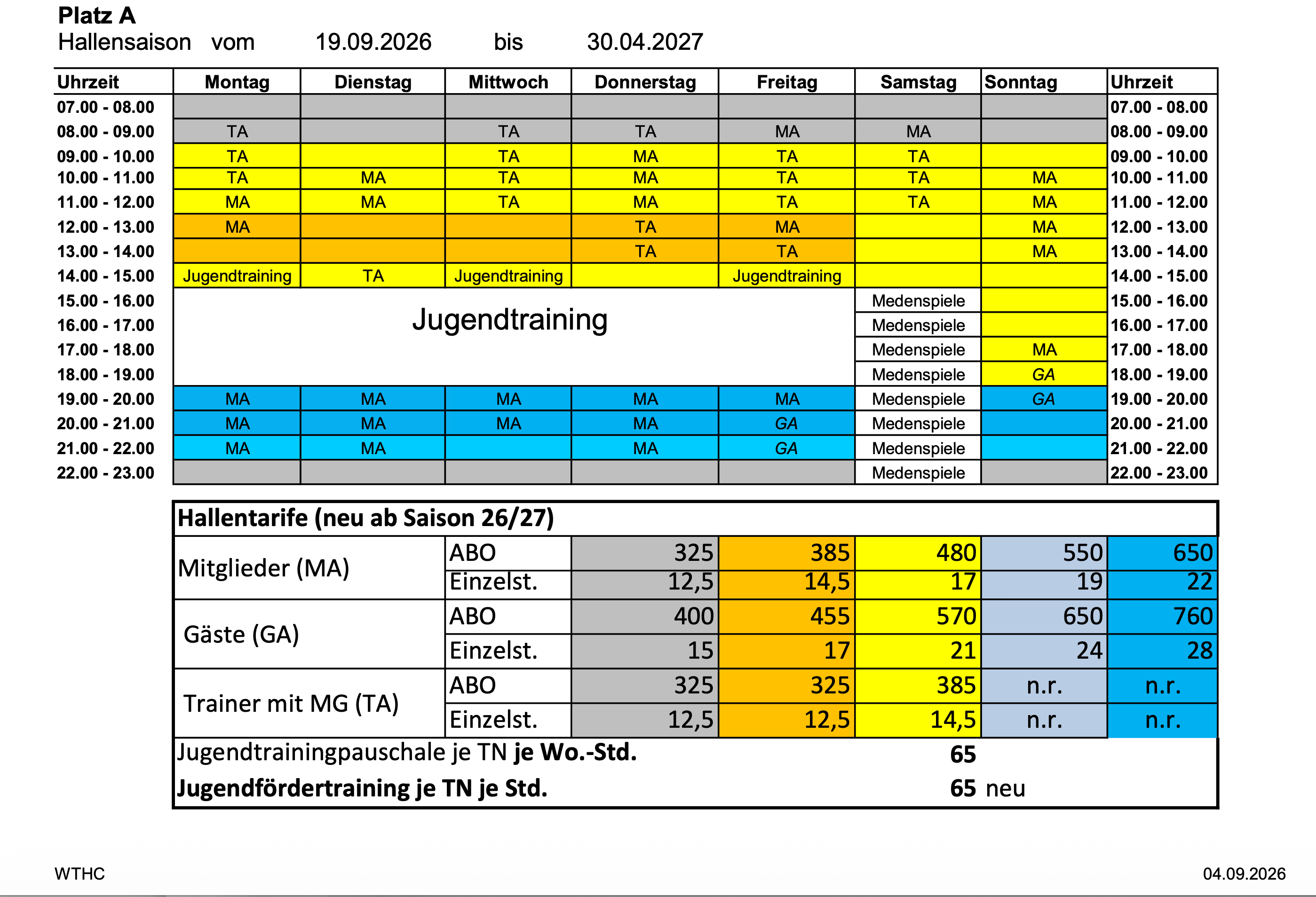 Aktuelle Hallenbelegung