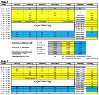 Aktuelle Hallenbelegung