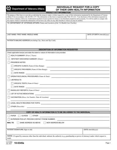 VA Form 10-5345a