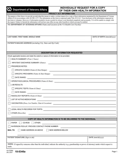 VA Form 10-5345a