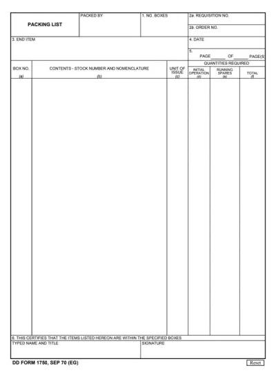DD 1750 Form