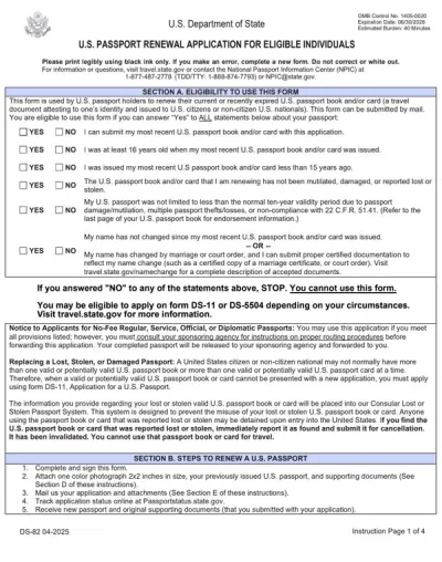 Passport Renewal Form