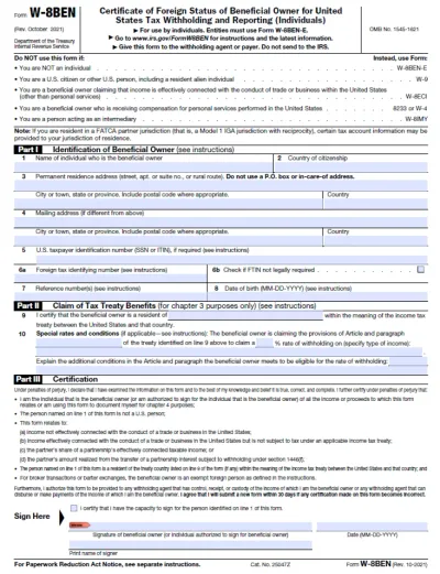 Form W-8BEN