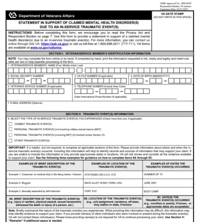 VA Form 21-0781