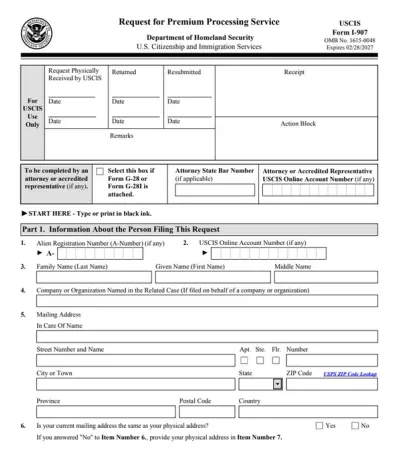 Form I-907