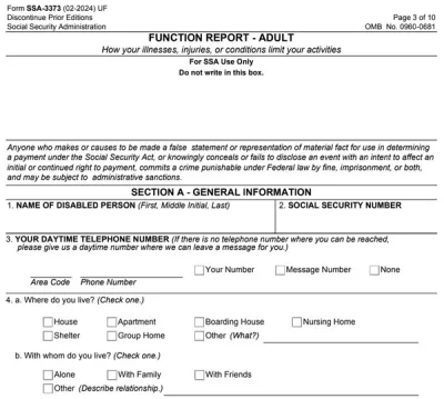Form SSA-3373