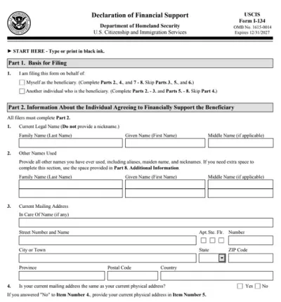 Form I-134