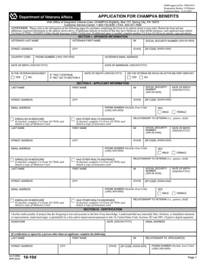 VA Form 10-10D