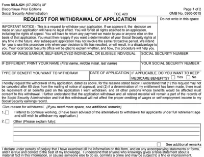 SSA-521 Form
