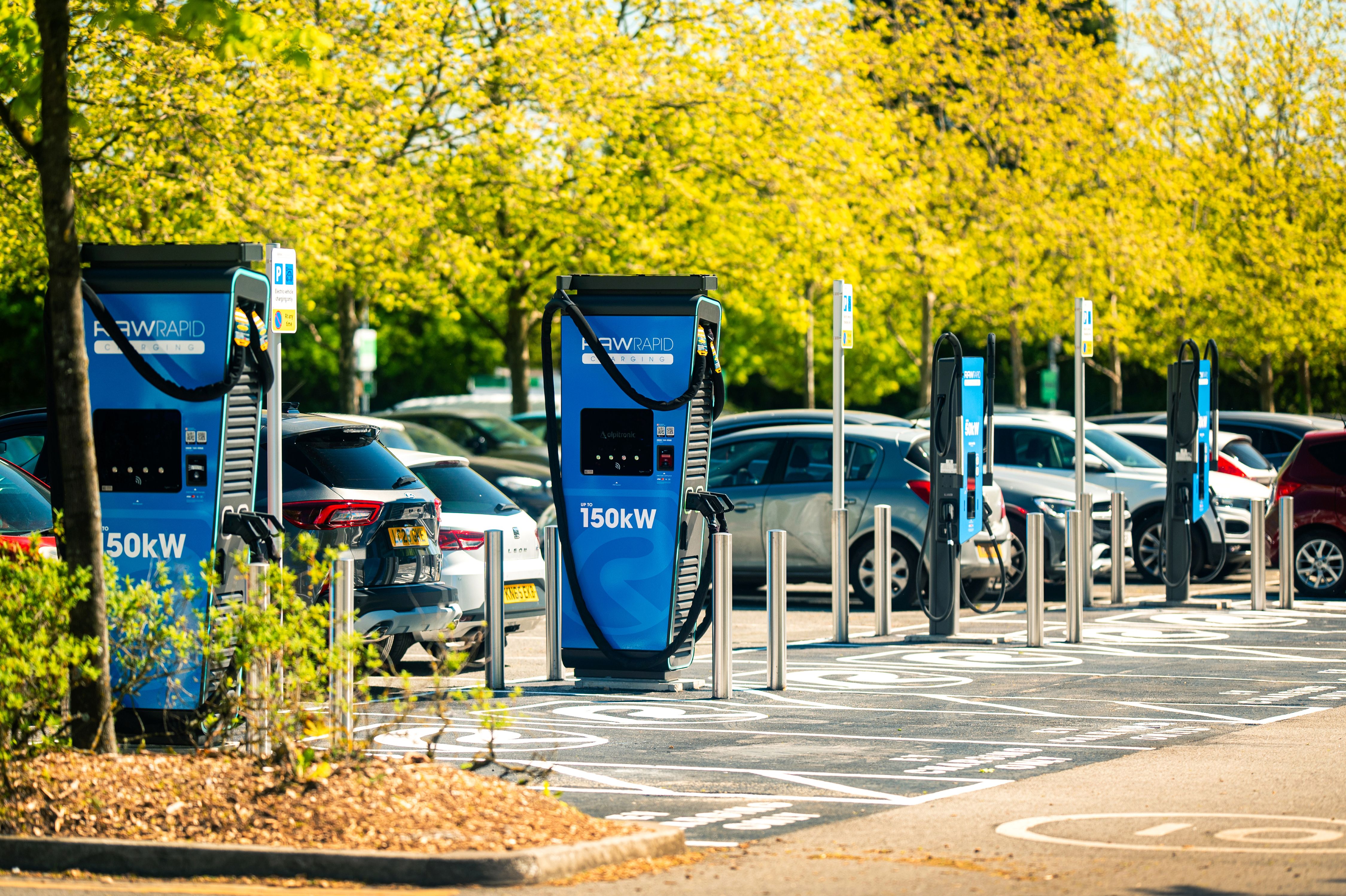 Image shows 150kW and 50kW EV Chargers in Parrs Wood