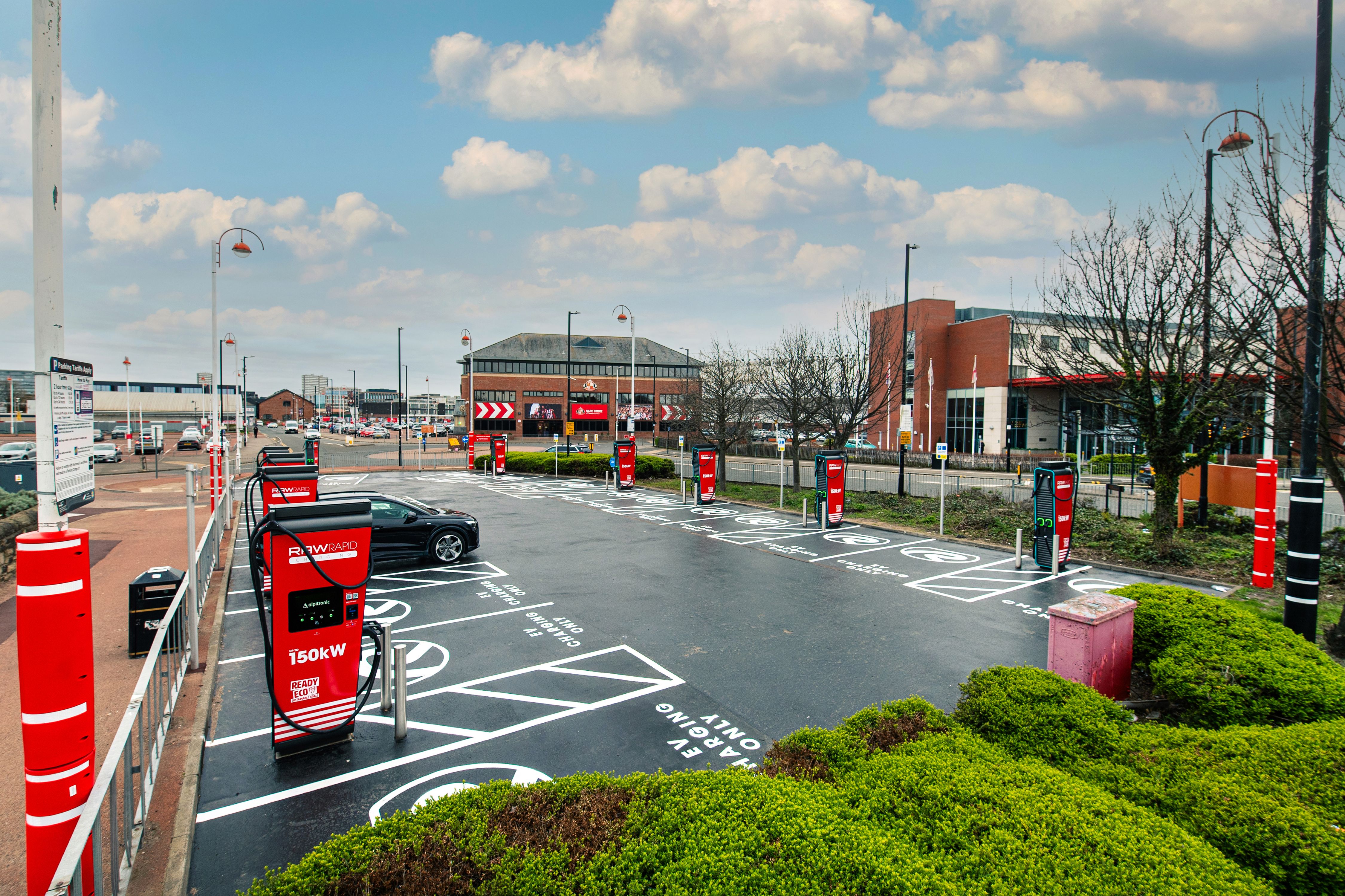 RAW chargers in Sunderland red in front of the Stadium of Light