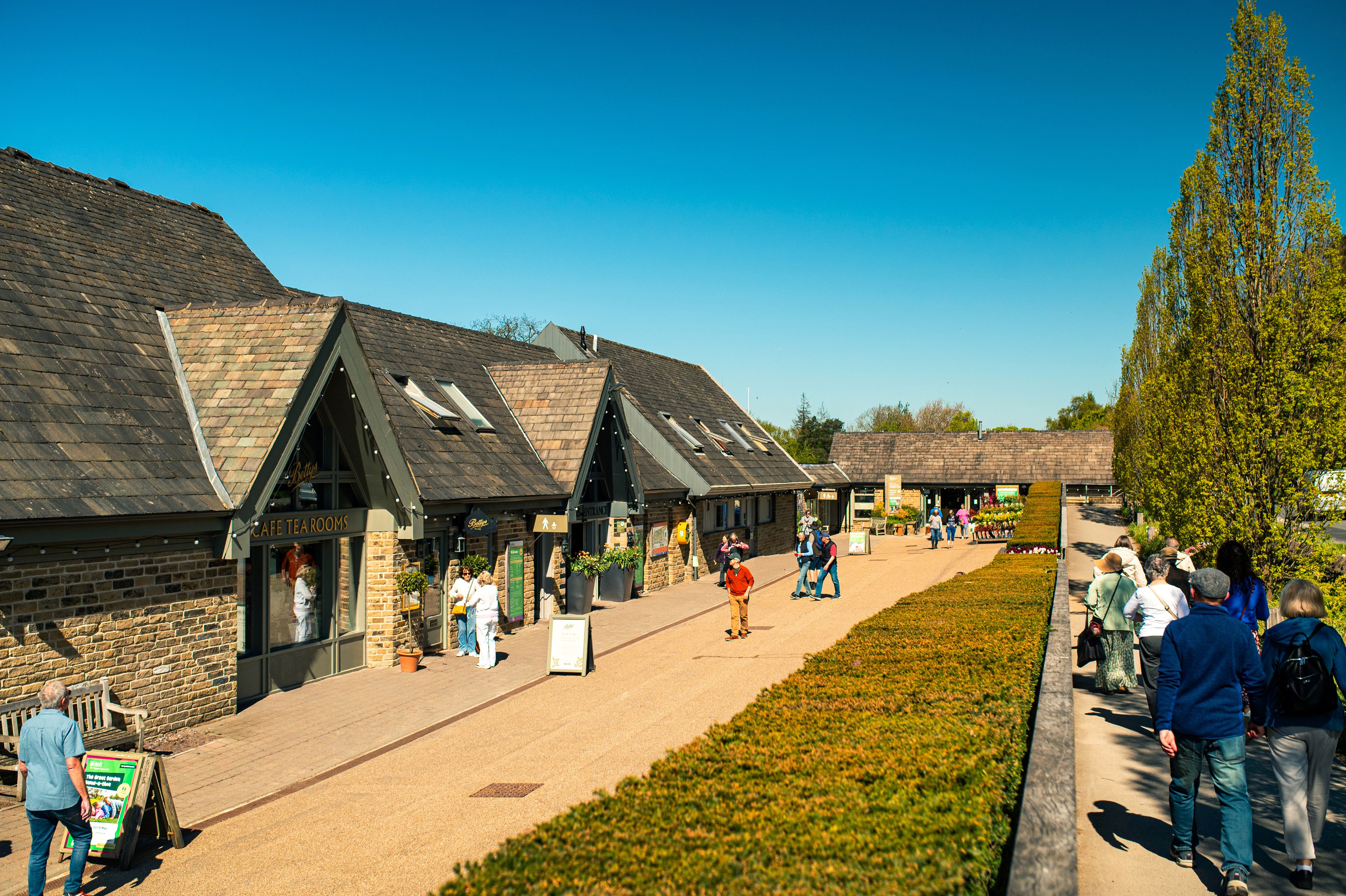 Image shows the tea rooms and shops at Harlow Carr