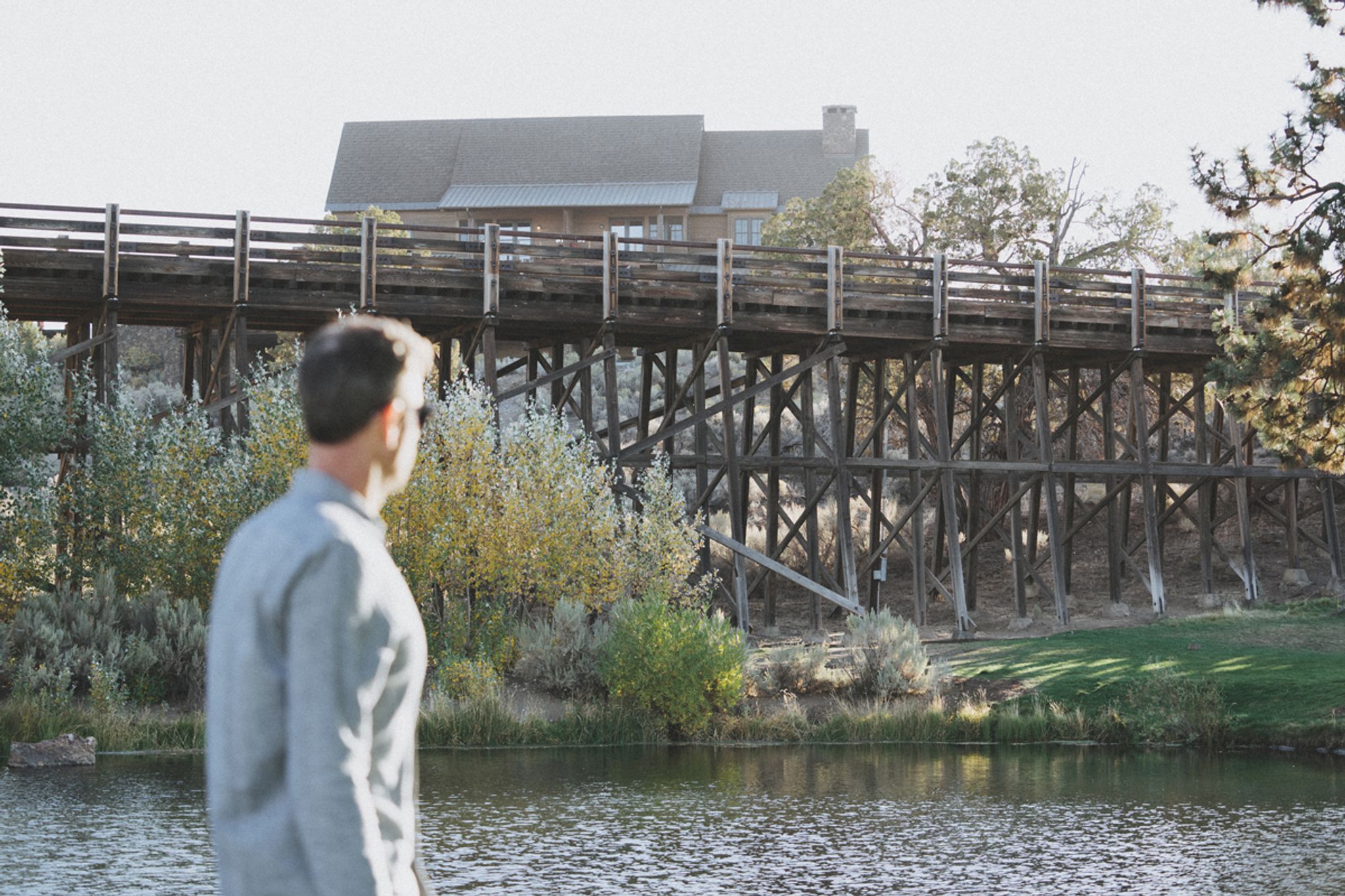 women gazing at pasture with horses
