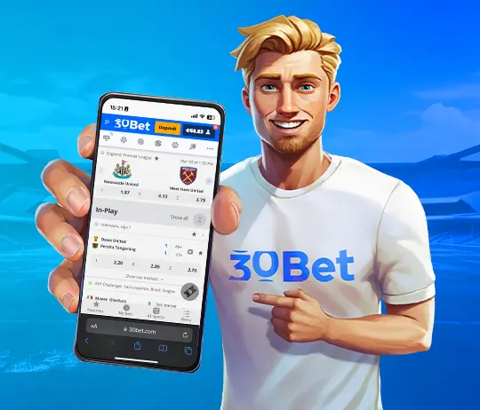 30bet online casino interface op een scherm