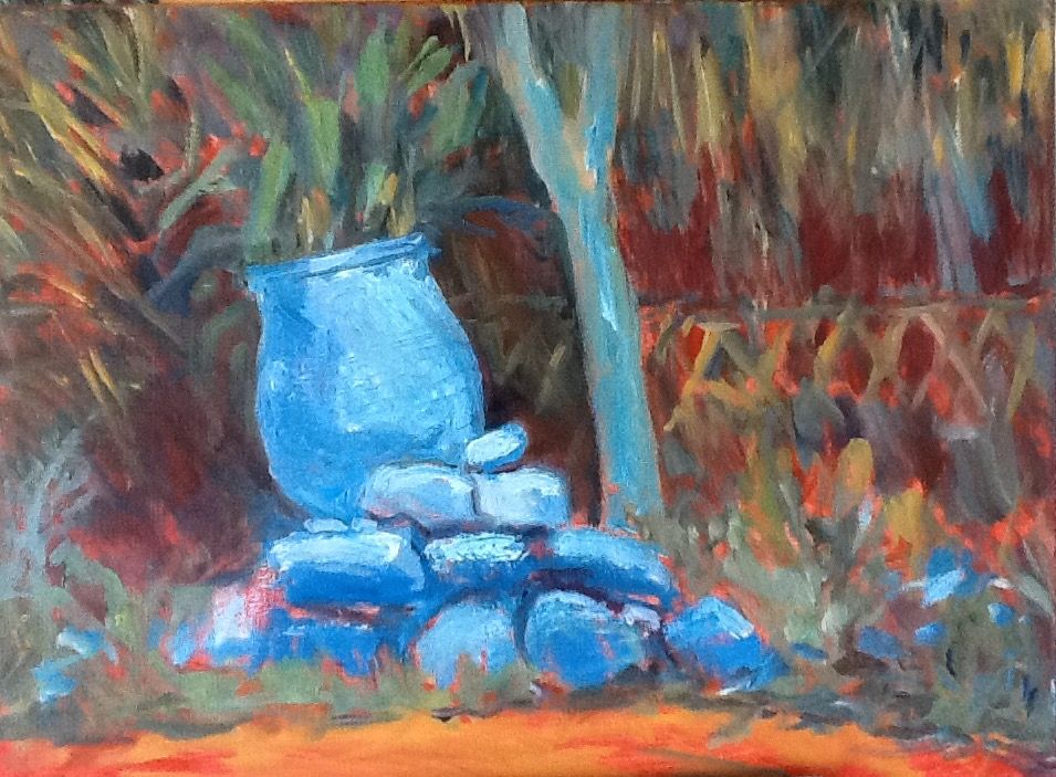 Painted Pot and Stones Painted Pot and Stones