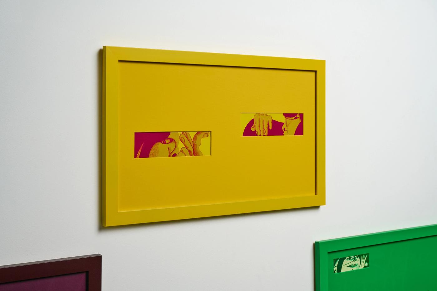 Not so big? — yellow frame, cropped windows revealing faces and hands