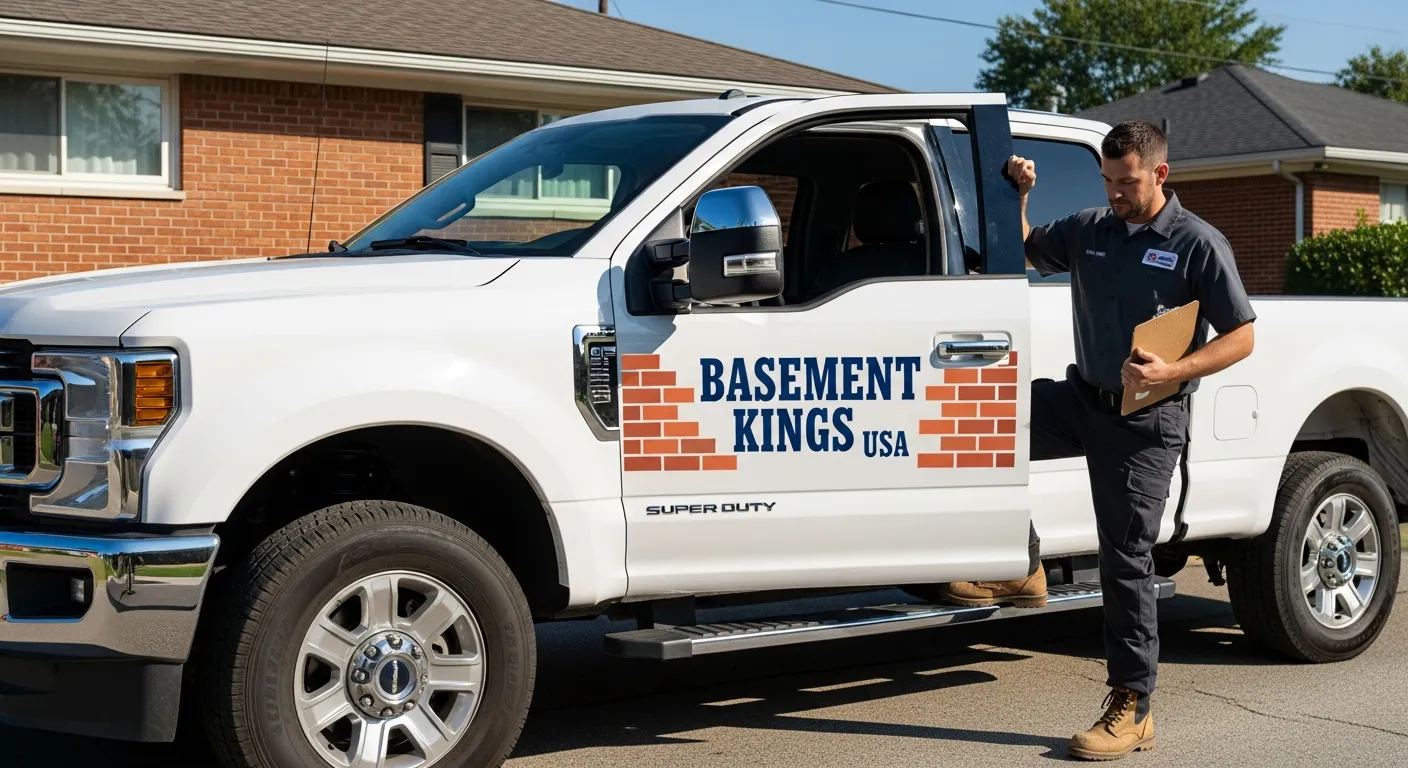 Basement Kings USA crew arriving on site