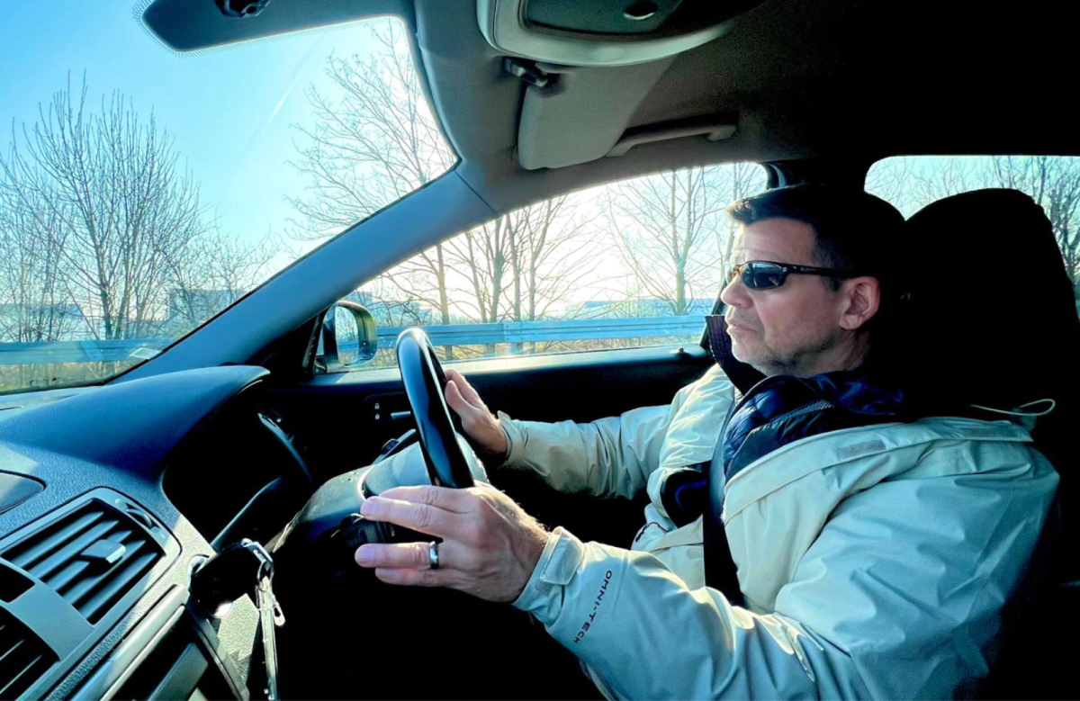 On the road toward Ukraine. While Europeans drive on the right side of the road (thankfully, I say) our British vehicles had right-side steering wheels. A first for me.
