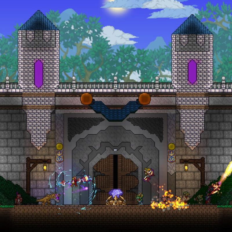 Player defending a stone fortress against flying enemies