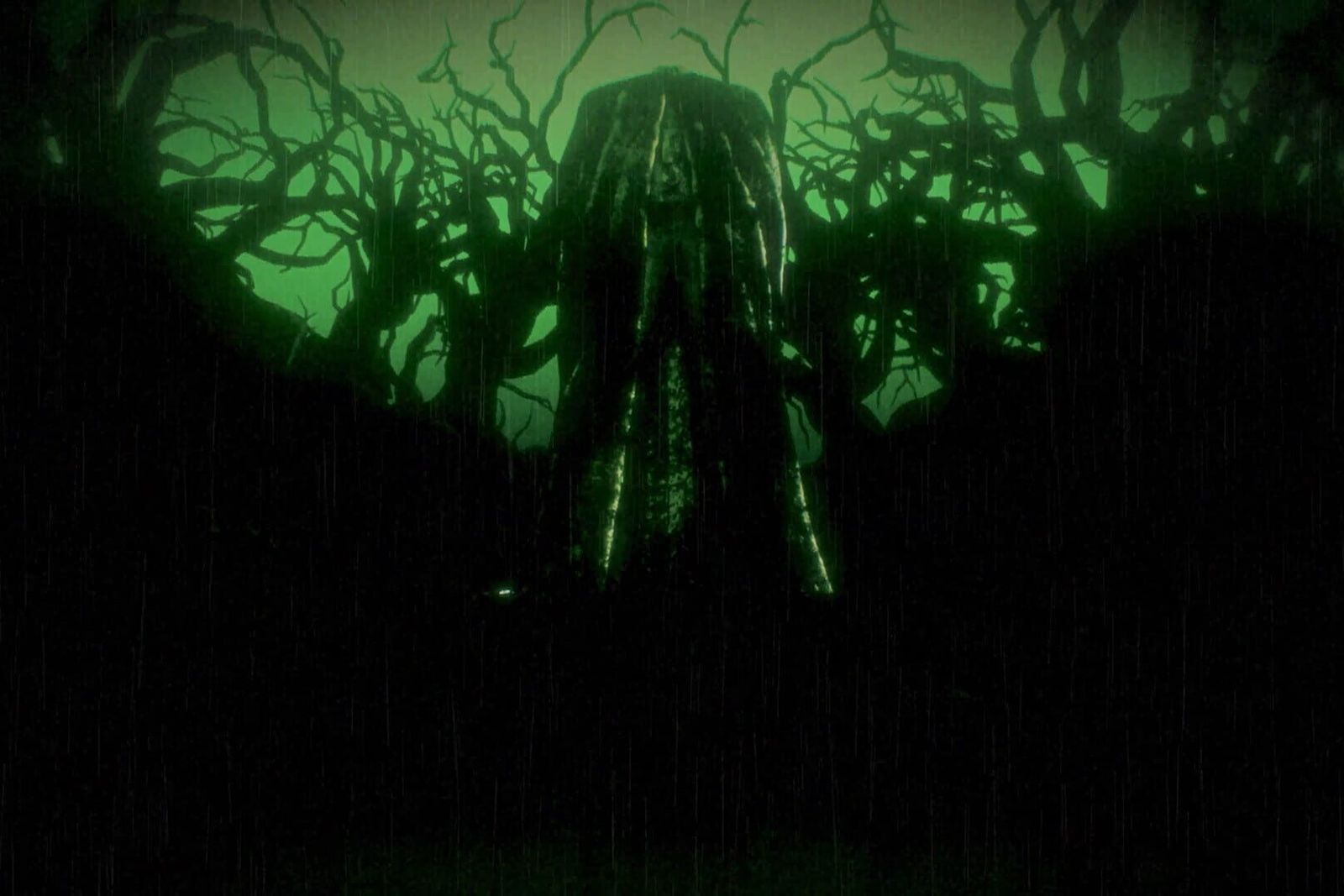 Green-tinted silhouette under branching shapes in the Persona 6 teaser