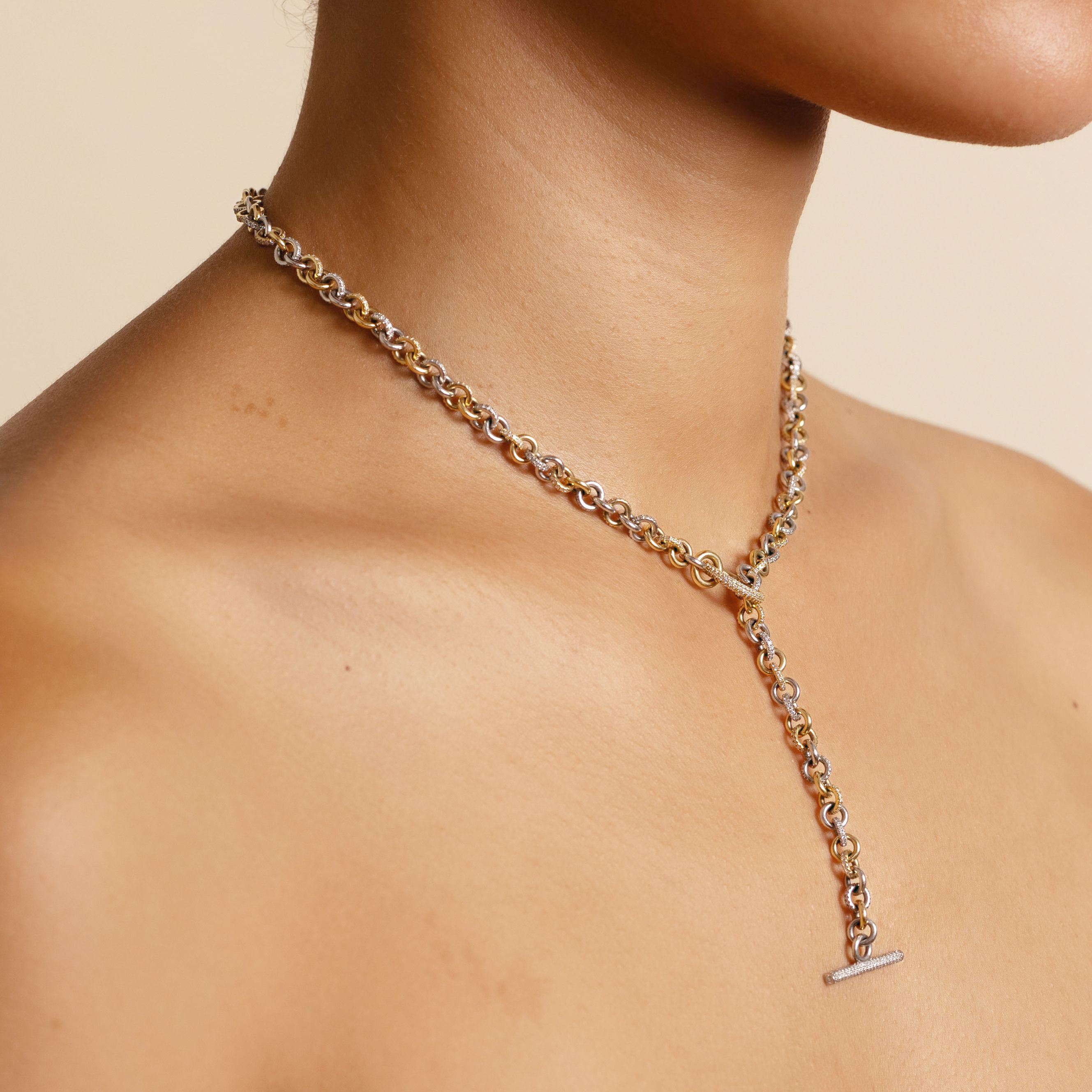 Orbit Platinum Gold Pavé Chain Necklace | Spinelli Kilcollin