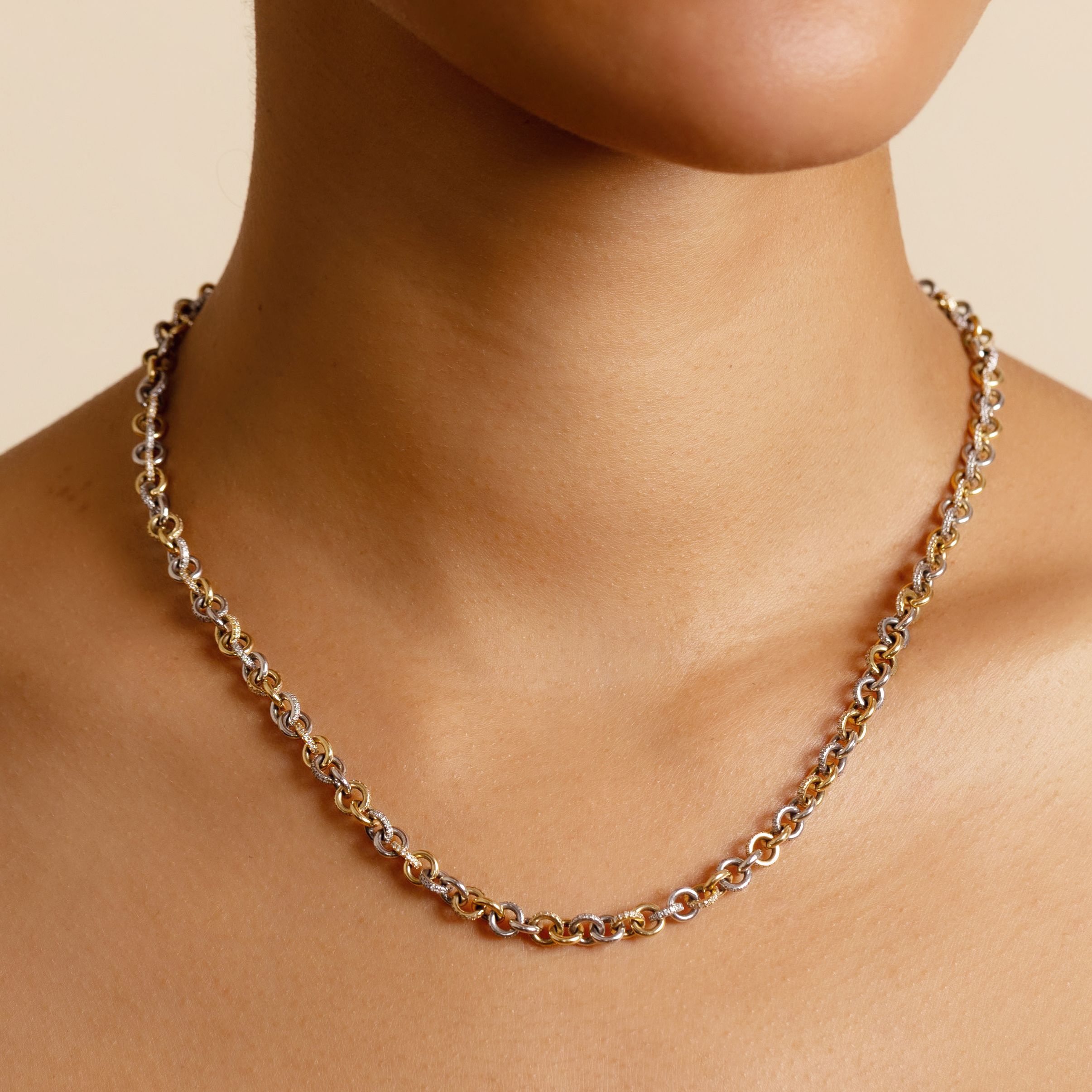 Orbit Platinum Gold Pavé Chain Necklace | Spinelli Kilcollin