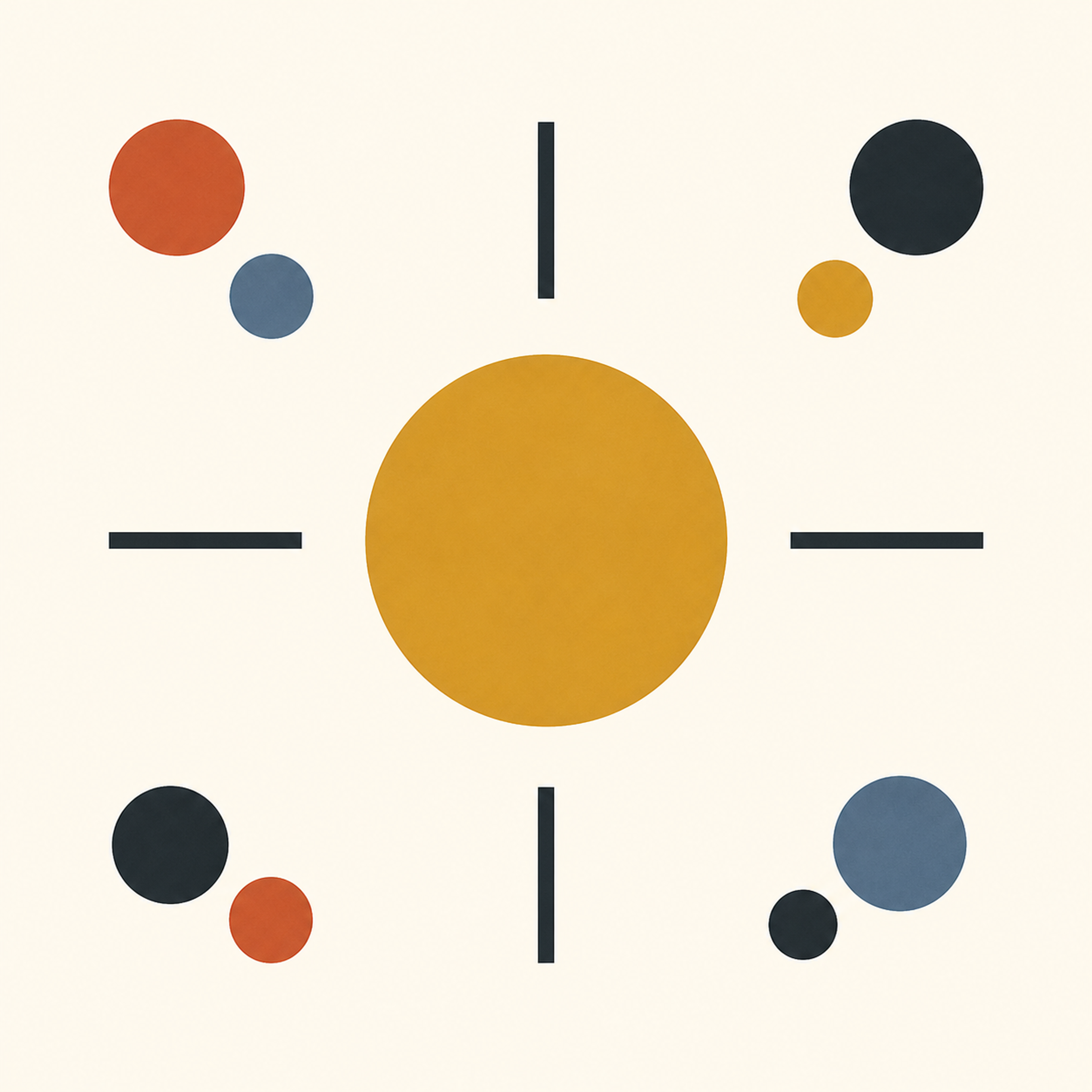 A central gold circle with simple radial guide shapes, representing a guide to Britannia coins.