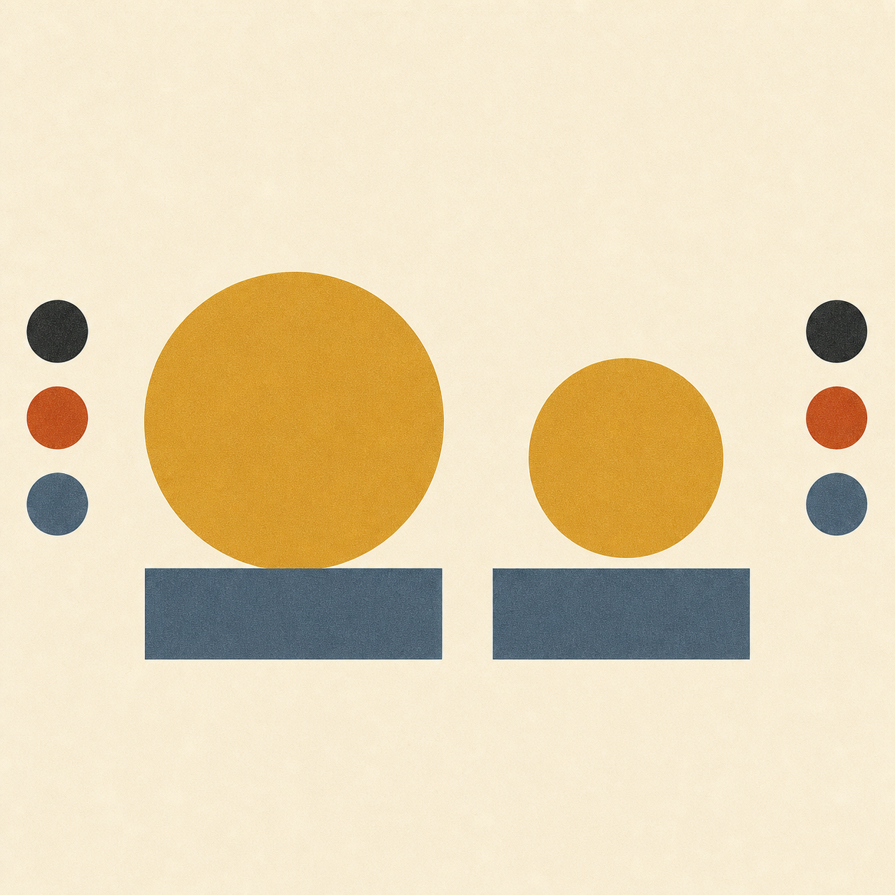 A large and a smaller gold circle on matching bases, representing full and half sovereign sizes.
