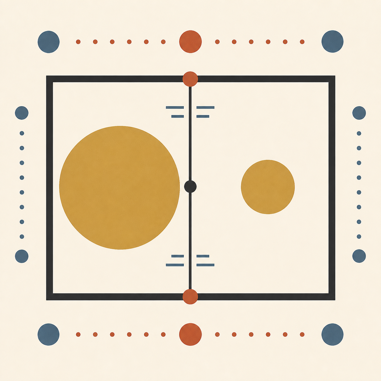 Two gold circles in a precise comparison frame, representing Britannia and sovereign coins.